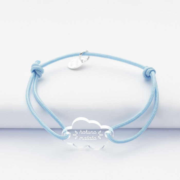 Bracelet personnalisé enfant médaille gravée acrylique nuage 2 trous 20x14 mm - illustration