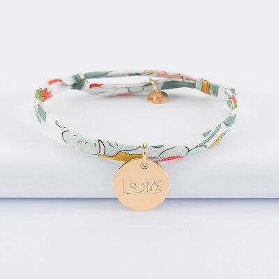Bracelet enfant Liberty personnalisé médaille gravée plaqué or 15 mm - écrits Bracelet enfant Liberty personnalisé médaille gravée plaqué or 15 mm - écrits