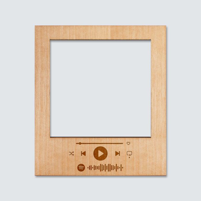 Cadre polaroïd Spotify personnalisé gravé bois aimanté grand format 92x108 mm - face
