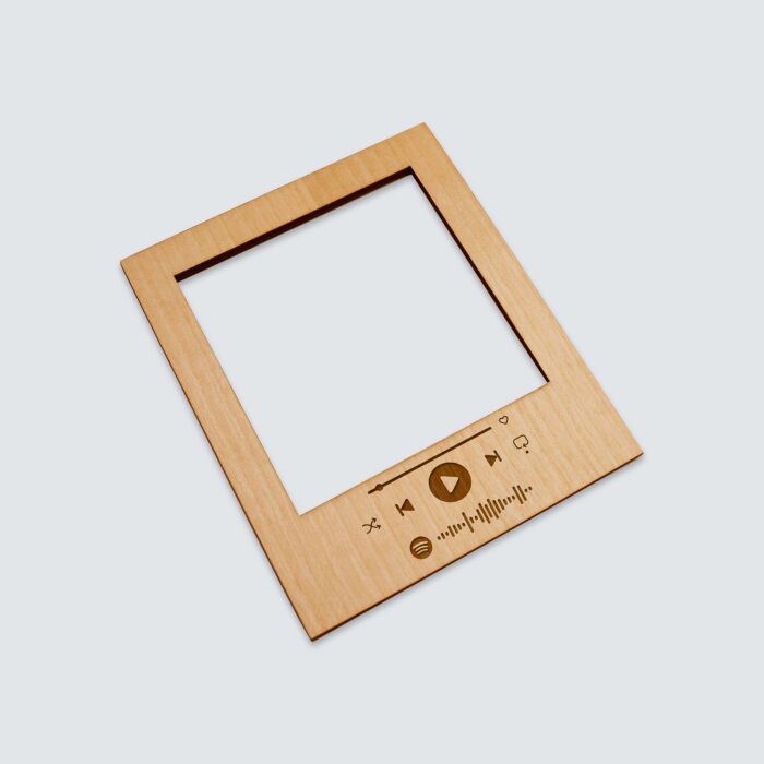 Cadre polaroïd Spotify personnalisé gravé bois aimanté grand format 92x108 mm - biais
