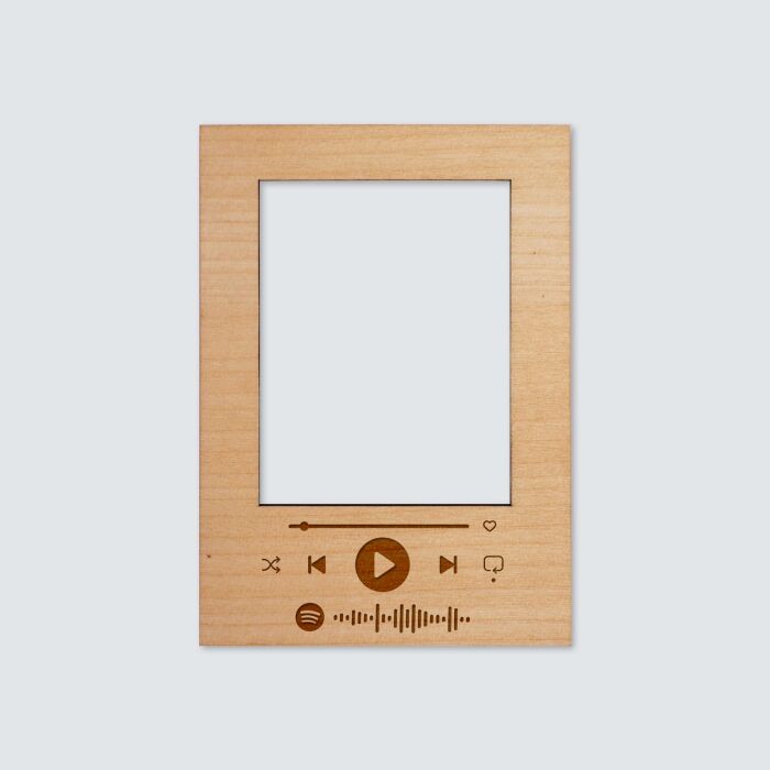 Cadre polaroïd Spotify personnalisé gravé bois aimanté petit format 68x97 mm - face