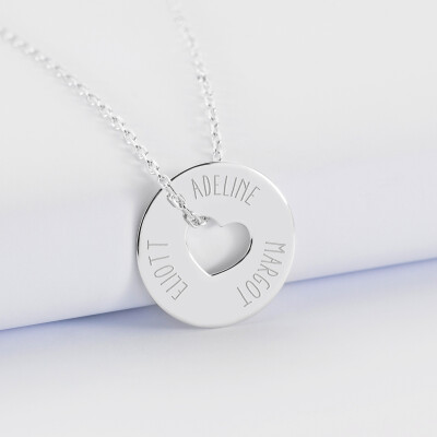 Pendentif personnalisé médaille argent gravée cible coeur 21 mm - 5