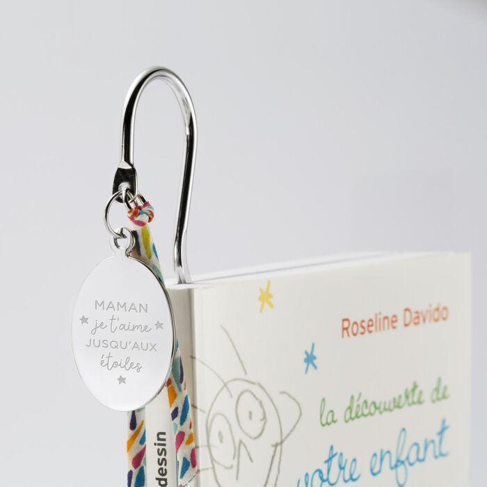 Marque page acier personnalisé médaille gravée ovale 33x25 et Liberty illustration