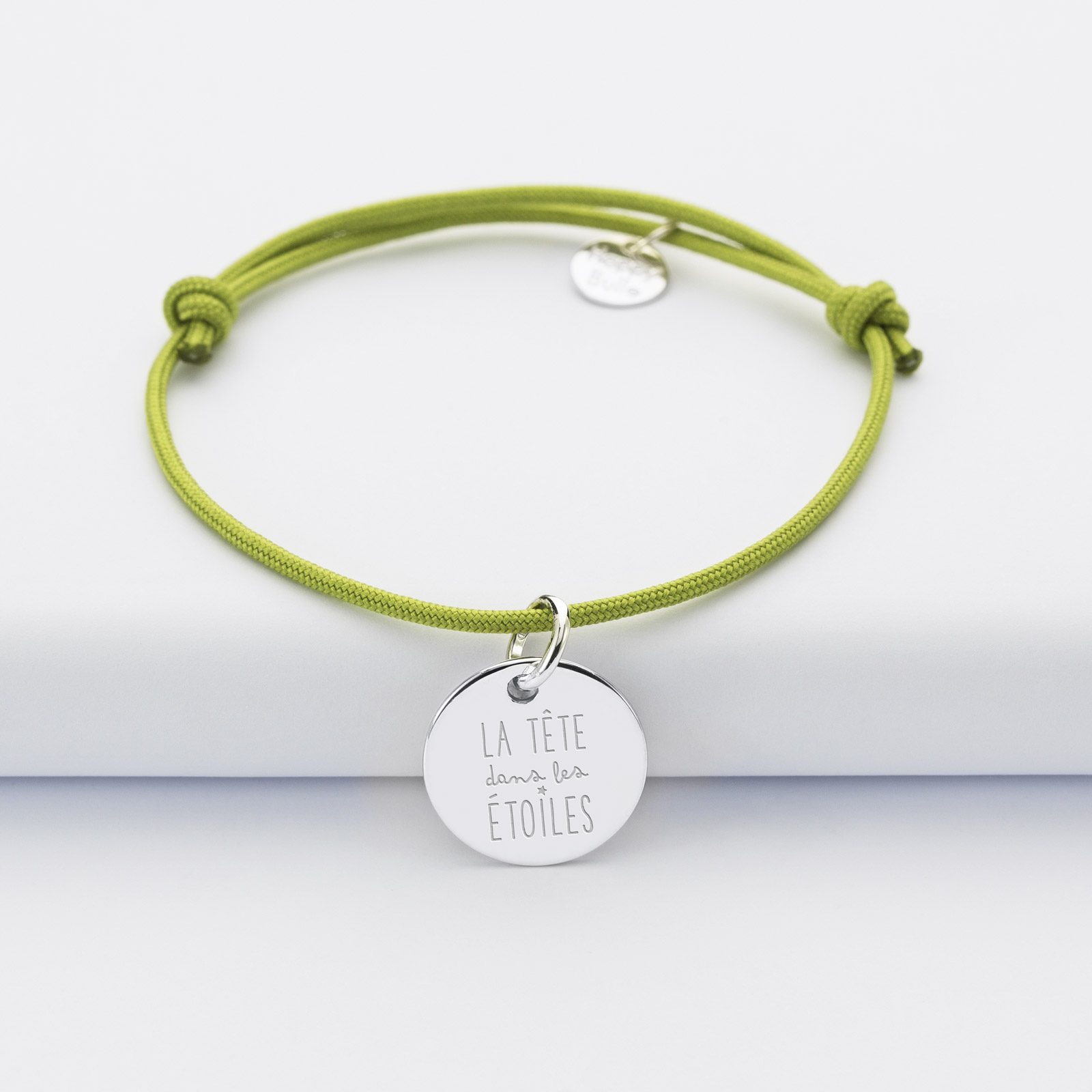 Bracelet personnalisé médaille gravée argent 15mm HappyBulle