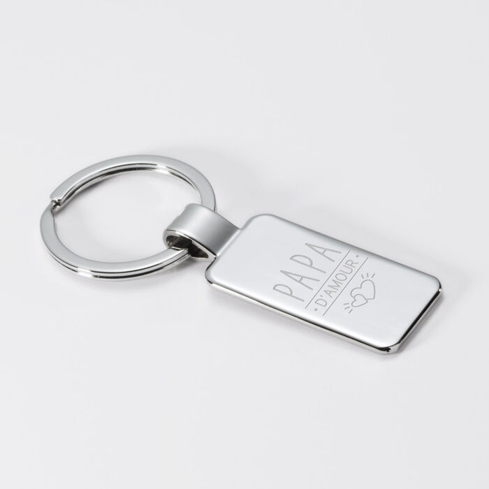 Porte-clés personnalisé gravé acier rectangle 41x22 mm - illustration papa