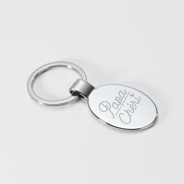 Porte-clés personnalisé gravé acier ovale 30x41 mm - illustration papa