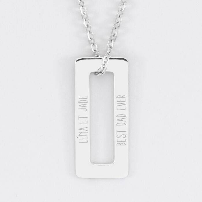 Pendentif homme personnalisé médaille gravée acier cible rectangle 32x14 mm - best dad
