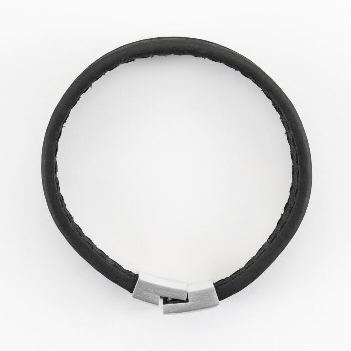 Bracelet homme personnalisé cuir fermoir gravé acier 15x15 mm