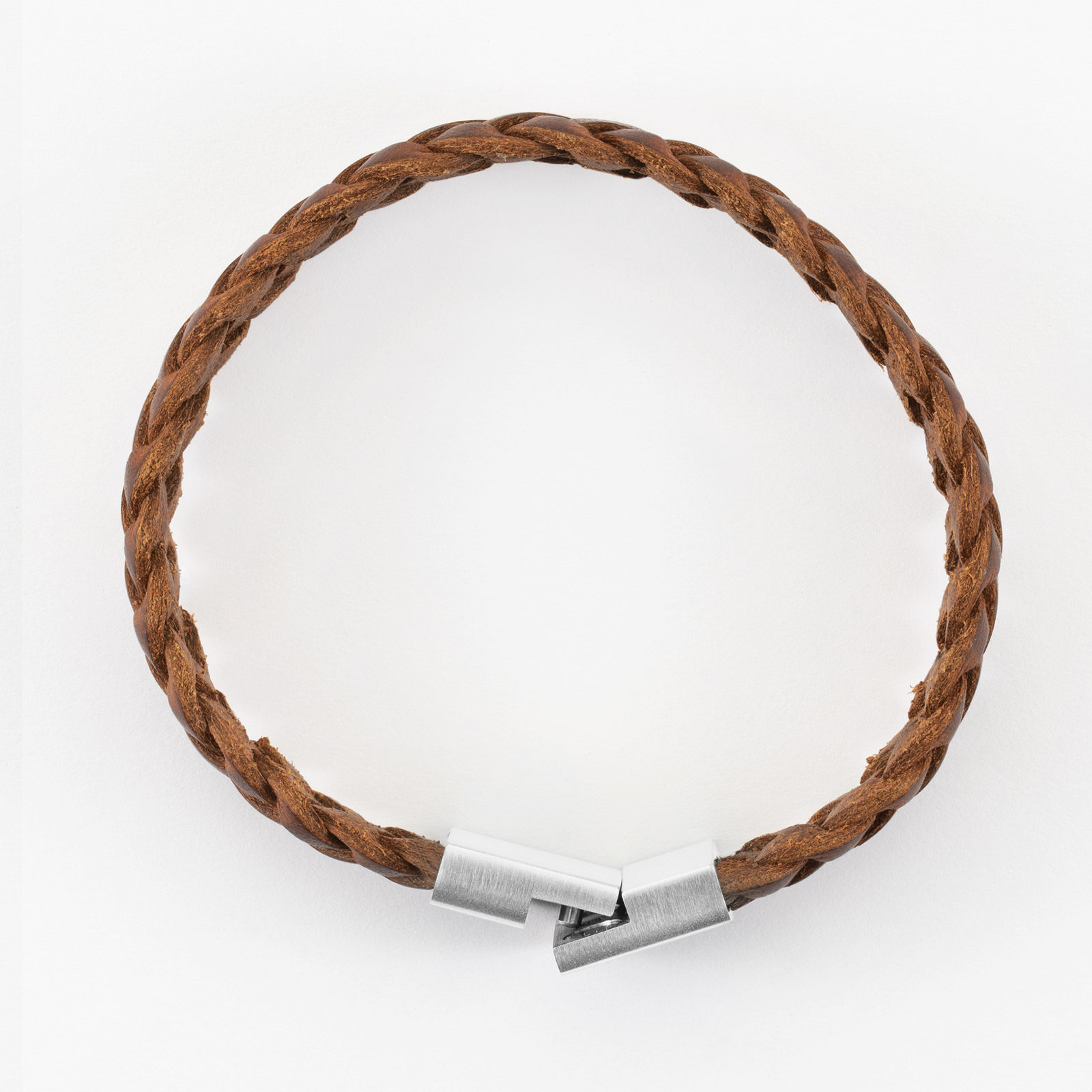 Bracelet Cuir Tressé Avec Fermoir Acier - Neuf Avec étiquettes - Style Vintage Homme