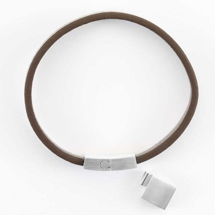 Bracelet homme personnalisé cuir fermoir gravé acier 11x10 mm - pièces