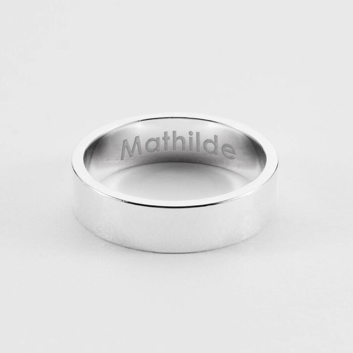 Bague homme personnalisée argent 5 mm - prénom