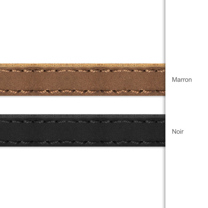 Nuancier homme bracelet cuir plat fermoir gravé acier 15x15