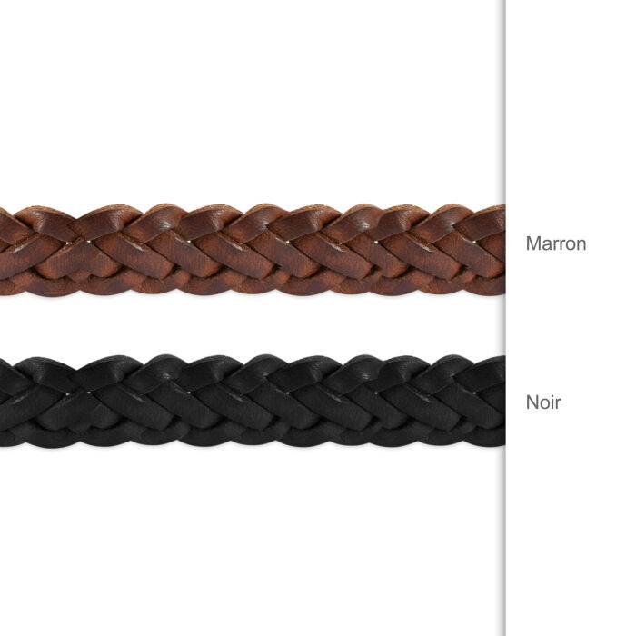 Nuancier homme bracelet tressé cuir fermoir gravé acier