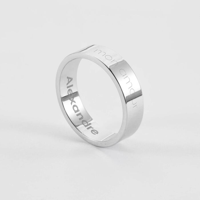 Bague personnalisée argent 5 mm - double gravure