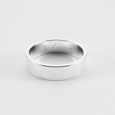 Bague personnalisée argent 5 mm - je t'iame
