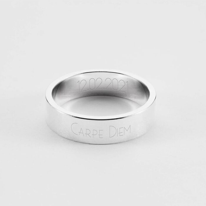 Bague personnalisée argent 5 mm - double gravure