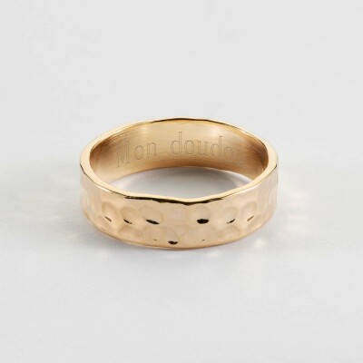 Bague martelée personnalisée plaqué or 5 mm - doudou