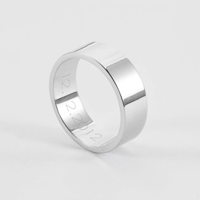 Bague homme personnalisée argent 7 mm - date