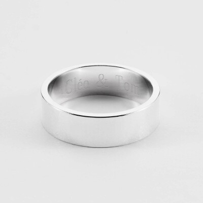Bague homme personnalisée argent 7 mm - prénoms