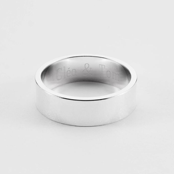 Bague homme personnalisée argent 7 mm - prénoms