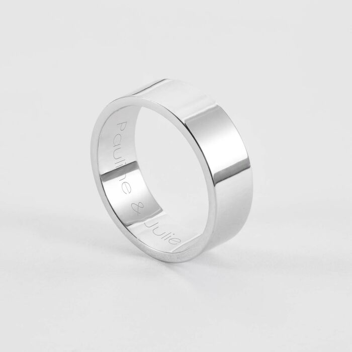 Bague personnalisée argent 7 mm - prénoms