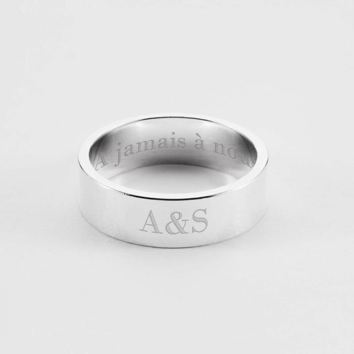 Bague personnalisée argent 7 mm - initiales