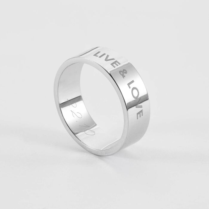 Bague personnalisée argent 7 mm - live love