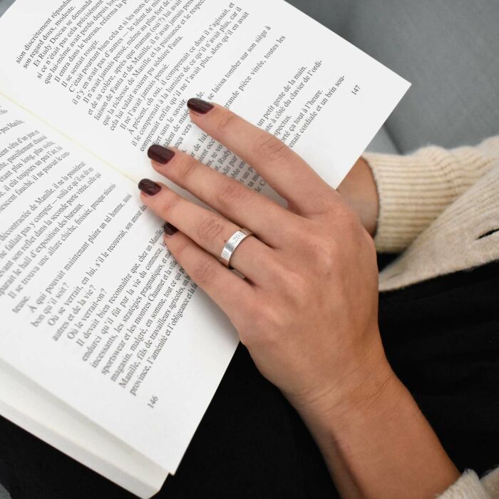 Bague personnalisée argent 5 mm - ambiance