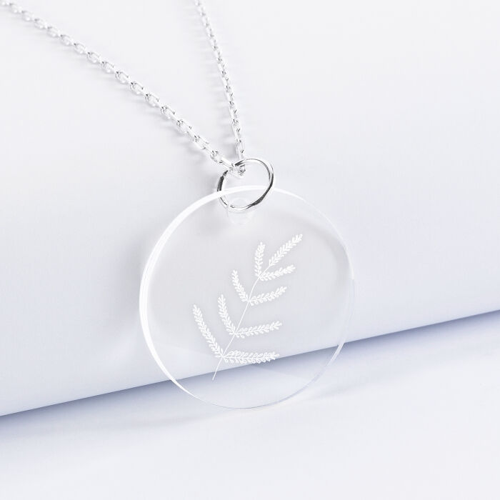 Personalised engraved acrylic round medallion pendant 28mm - sketch
