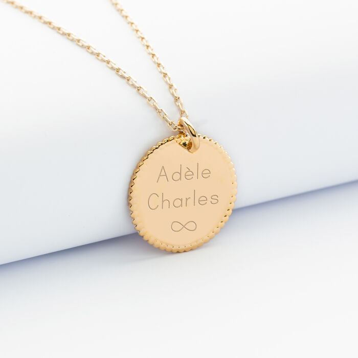 Personalised Bohemian engraved gold plated medallion pendant 19 mm