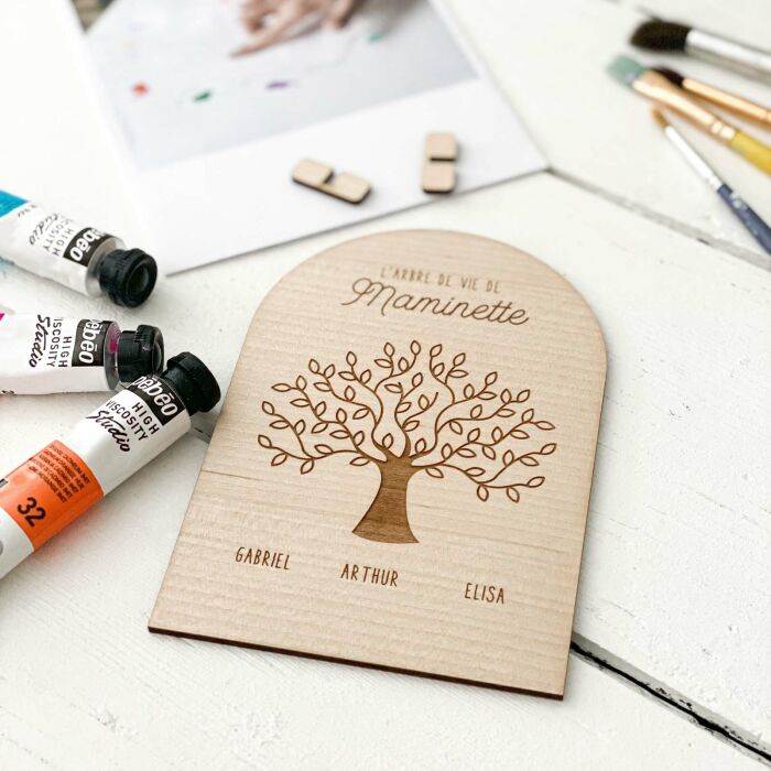 Cadre Arbre de vie personnalisé bois gravé 10x15 cm - ambiance
