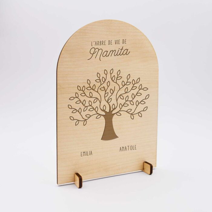 Cadre Arbre de vie personnalisé bois gravé 10x15 cm - biais