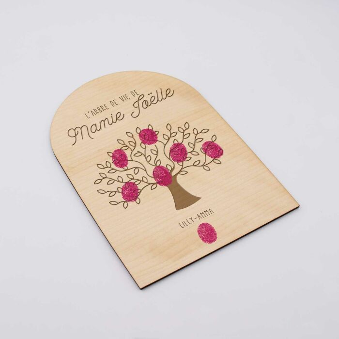 Cadre Arbre de vie personnalisé bois gravé 10x15 cm - empreintes