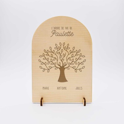 Cadre Arbre de vie personnalisé bois gravé 10x15 cm - face