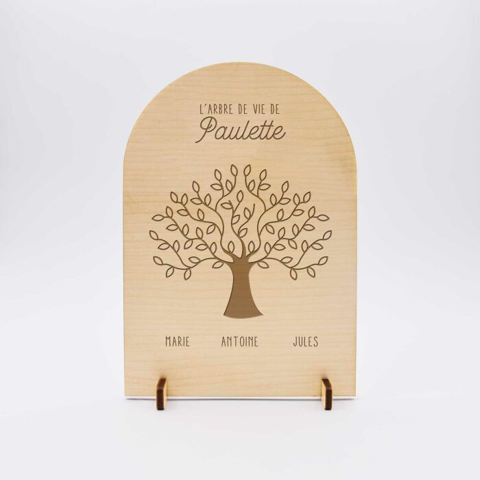 Cadre Arbre de vie personnalisé bois gravé 10x15 cm - face