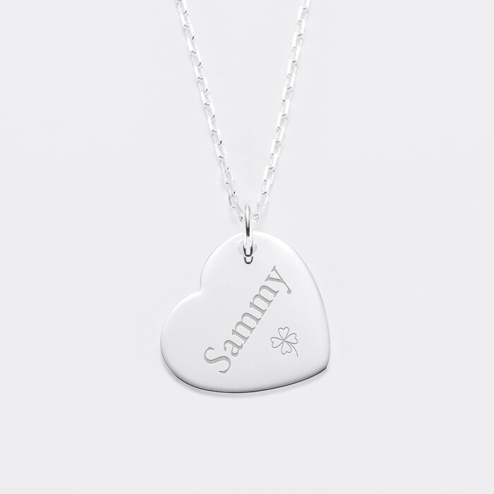Pendentif personnalisé médaille gravée argent coeur 19x21mm - prénom