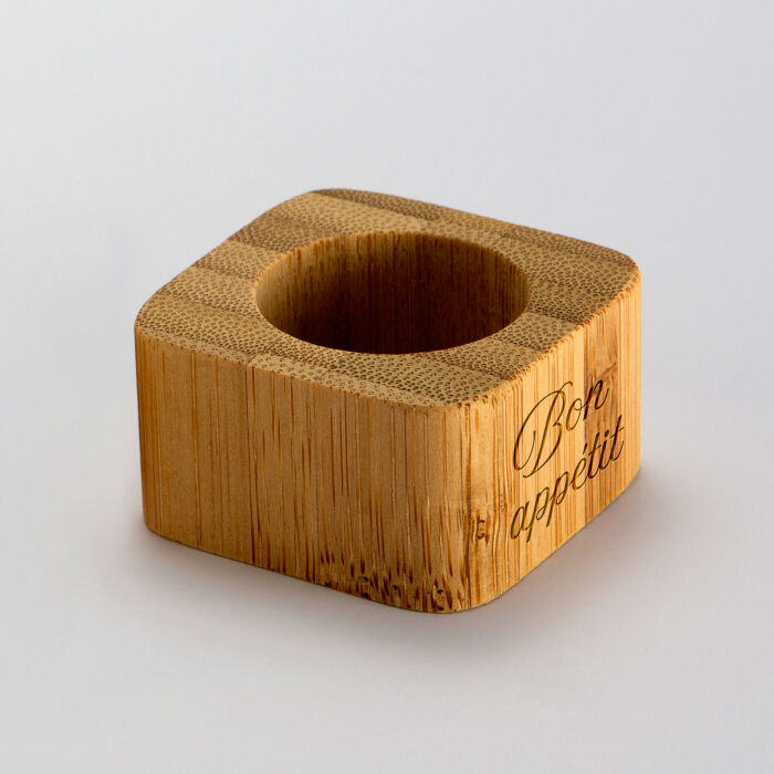 Rond de serviette bois gravé 45x45x25 mm -2