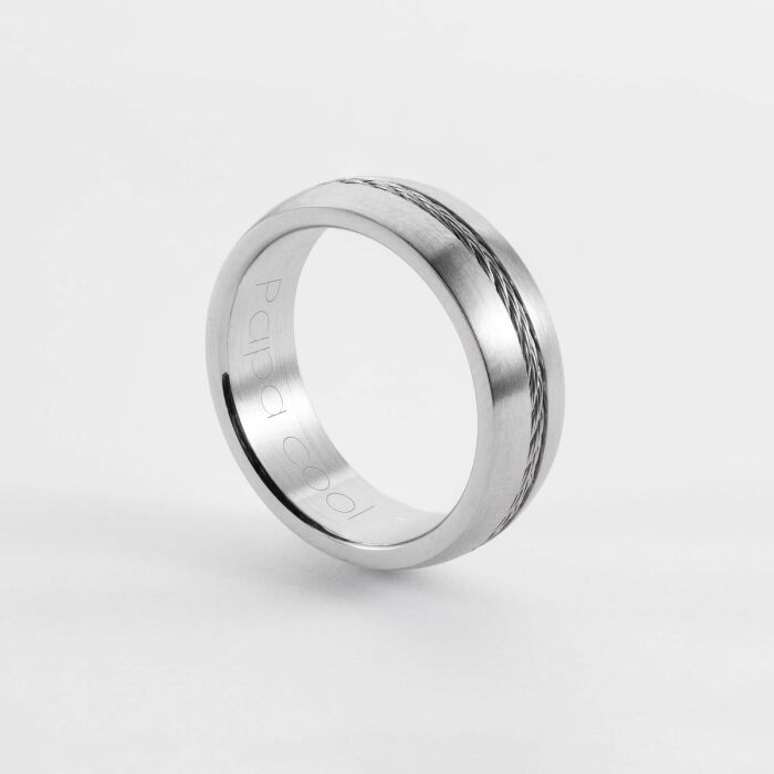 Bague homme personnalisée acier câble - papa cool
