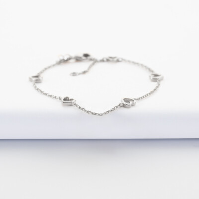 Bracelet chaîne cœurs ajourés argent - face