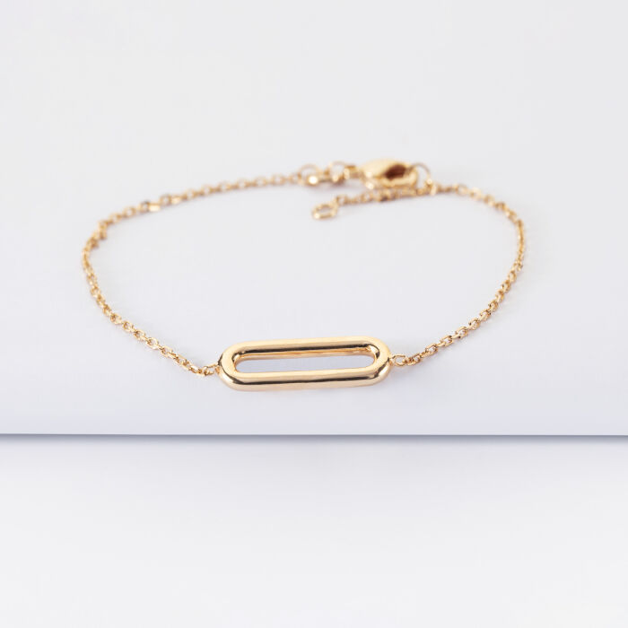 Bracelet chaîne ovale ouvert plaqué or - face