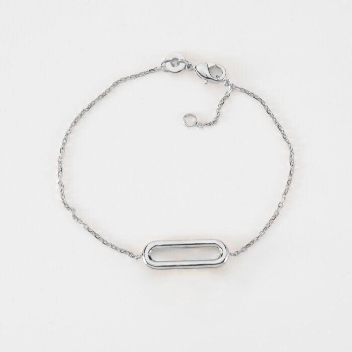 Bracelet chaîne ovale ouvert argent - face