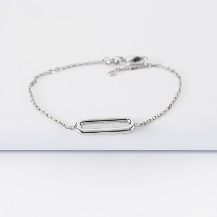 Bracelet chaîne ovale ouvert argent - plat