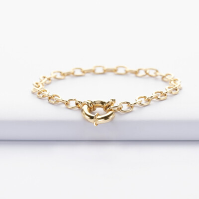 Bracelet chaine fermoir marin plaqué or - face