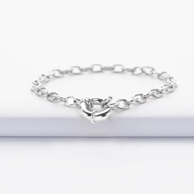 Bracelet chaine fermoir marin argent - face