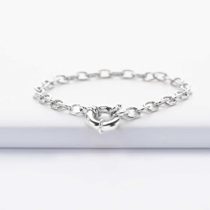 Bracelet chaine fermoir marin argent - face