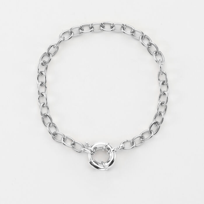 Bracelet chaine fermoir marin argent - plat