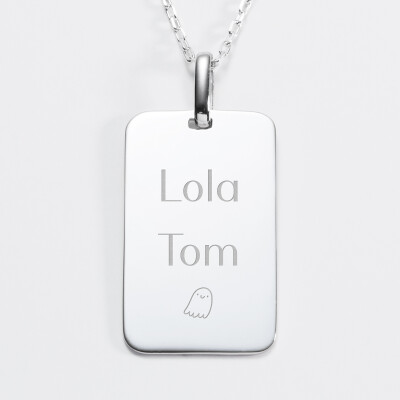 Pendentif homme personnalisé médaille gravée argent 20x32 mm prénoms