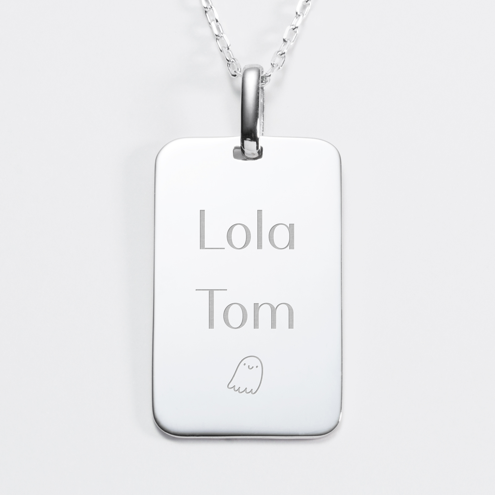 Ciondolo Rettangolare Personalizzato Con Foto E Testo - Acciaio Argentato, Catena 45 Cm, Regalo Per Coppie, Famiglia, Animali - Foto 6