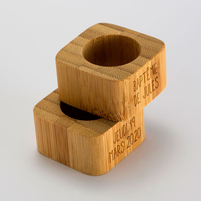 Rond de serviette bois gravé 45x45x25 mm -6