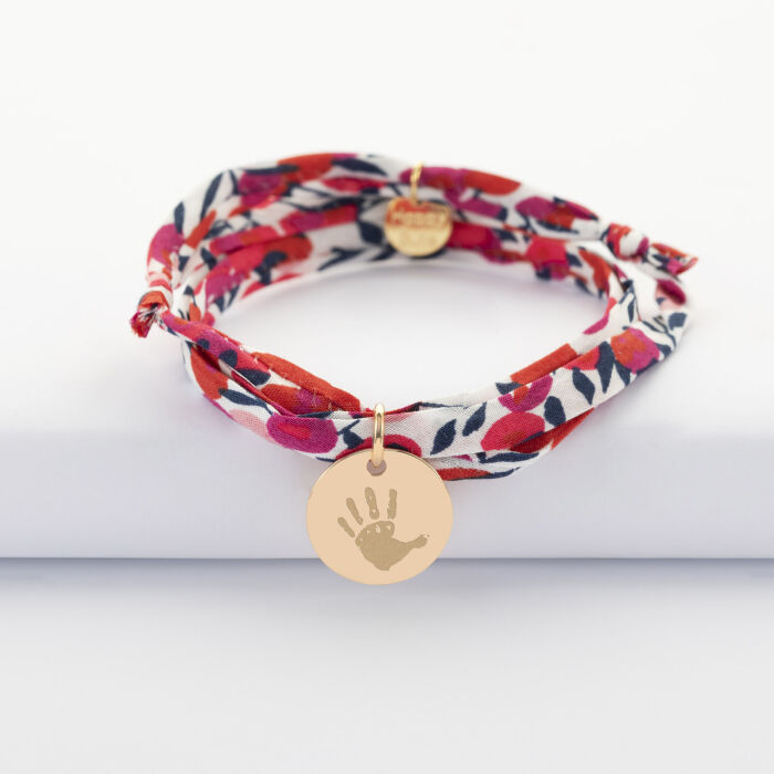 Liberty 3 turns bracelet with personalised engraved gold plated medallion 15mm